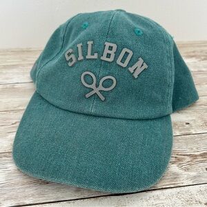 Silbon 3D Raised Rubber Tennis Racquets Logo Cap in Worn Teal Adjustable Dad Hat